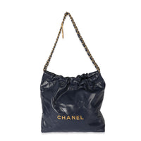 Chanel Navy Shiny Calfskin Small Chanel 22