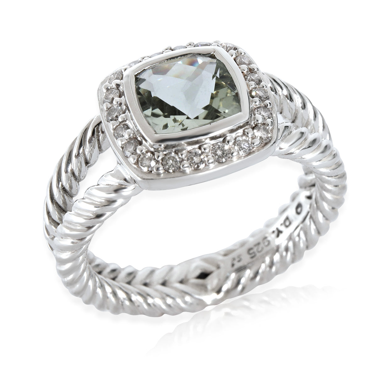 David Yurman Albion Petite Prasiolite Ring in  Sterling Silver 0.17 CTW