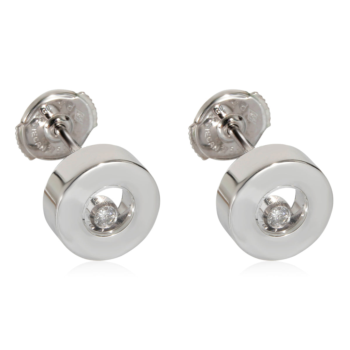 Chopard Happy Diamonds Round Stud Earrings in 18k White Gold 0.11 CTW