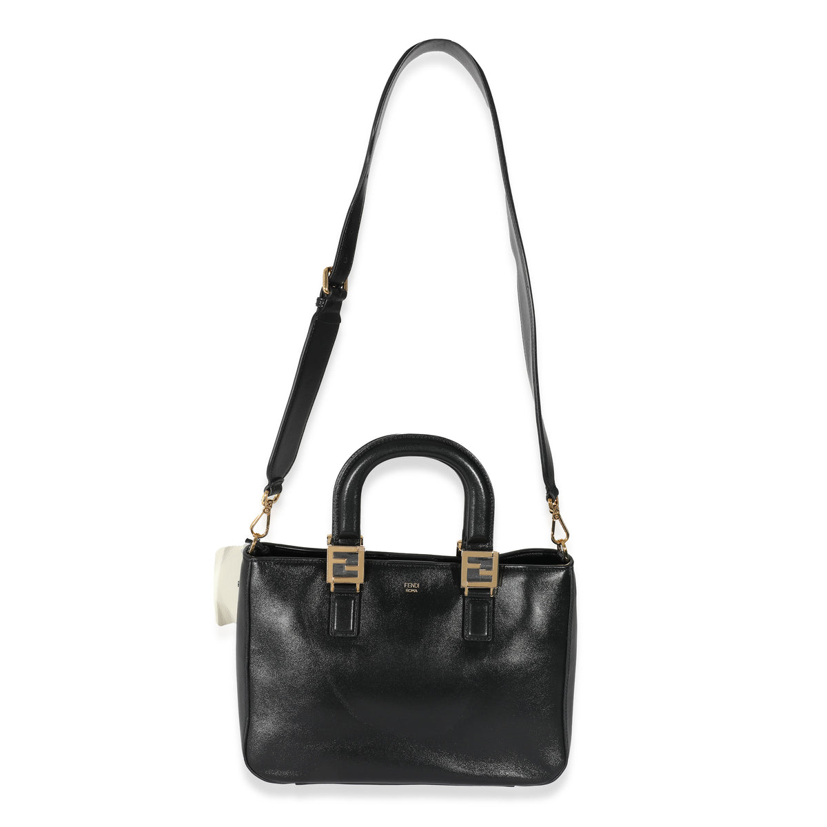 Fendi Black Vitello Glacier Small FF Tote