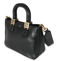 Fendi Black Vitello Glacier Small FF Tote