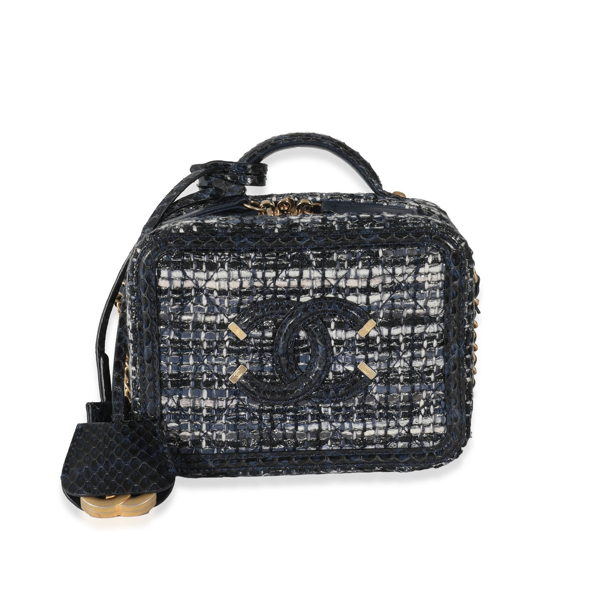 Chanel Blue Quilted Denim Vanity Case Gold Hardware, 2020, Womens Handbag