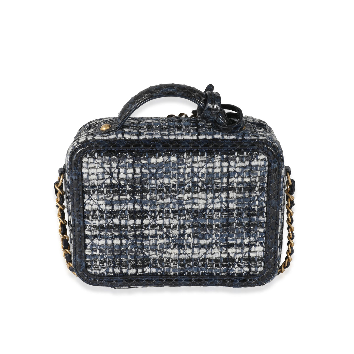 Chanel Silver Metallic Quilted Caviar Mini Vanity Bag With Chain, myGemma