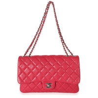 Chanel Pink Lambskin 3 Compartment Flap Bag