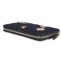 Chanel 18A Navy Fabric Charming Long Continental Zip Wallet