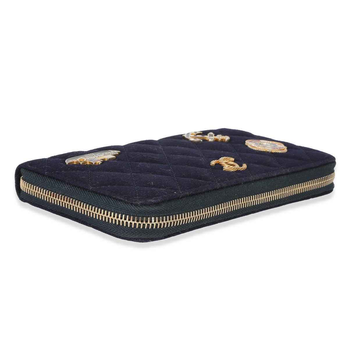 Chanel 18A Navy Fabric Charming Long Continental Zip Wallet