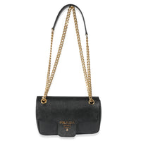 Prada Black Saffiano Pattina Flap Bag