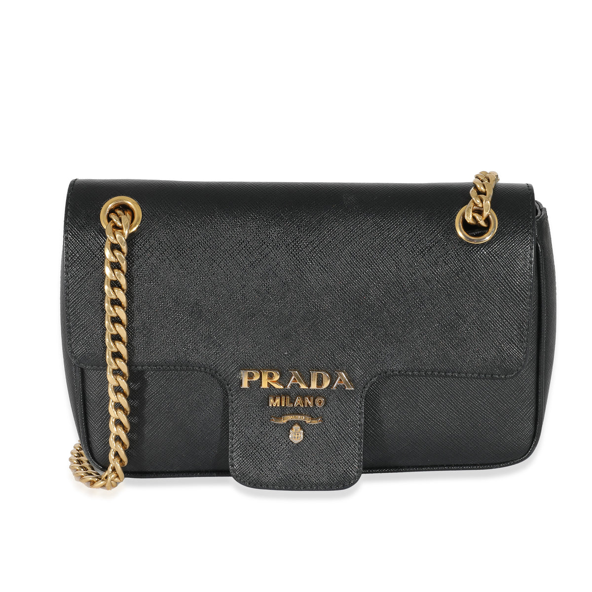 Prada Black Saffiano Pattina Flap Bag - Main Image