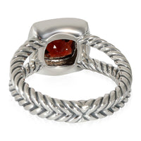 Sterling Silver David Yurman Petite Albion Ring With Garnet & Diamonds 0.17 Ctw.