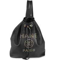 Chanel Black Caviar Deauville Drawstring Backpack