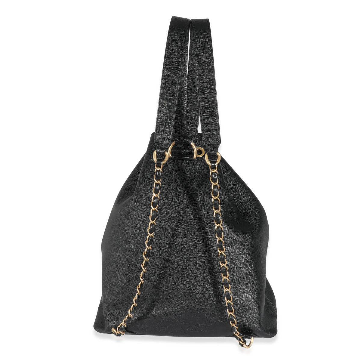 Chanel Black Caviar Deauville Drawstring Backpack