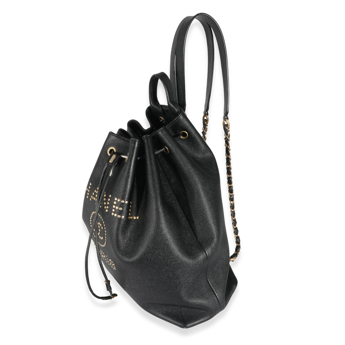 Chanel Black Caviar Deauville Drawstring Backpack
