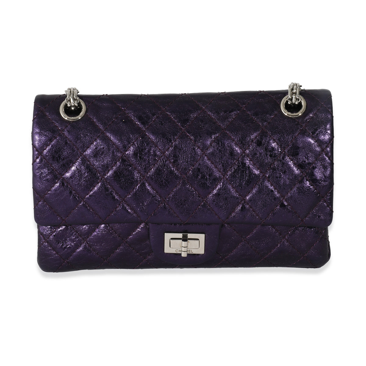 Chanel Metallic Purple Quilted Aged Calfskin Reissue 2.55 225 Double Flap Bag