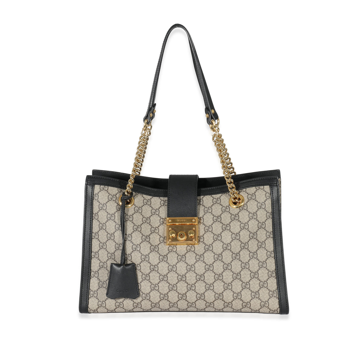 Gucci Beige GG Supreme Medium Padlock Tote