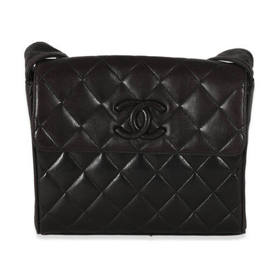 Chanel Vintage Brown Quilted Lambskin CC Messenger