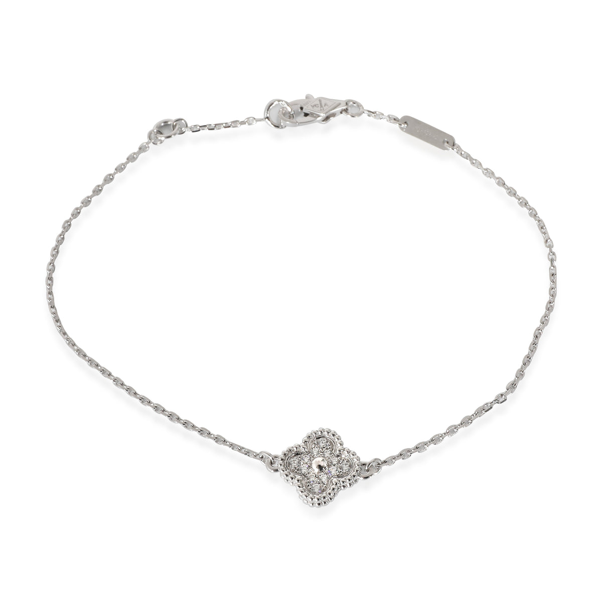 Van Cleef & Arpels Sweet Alhambra Diamond Bracelet in 18k White Gold 0.08 CTW