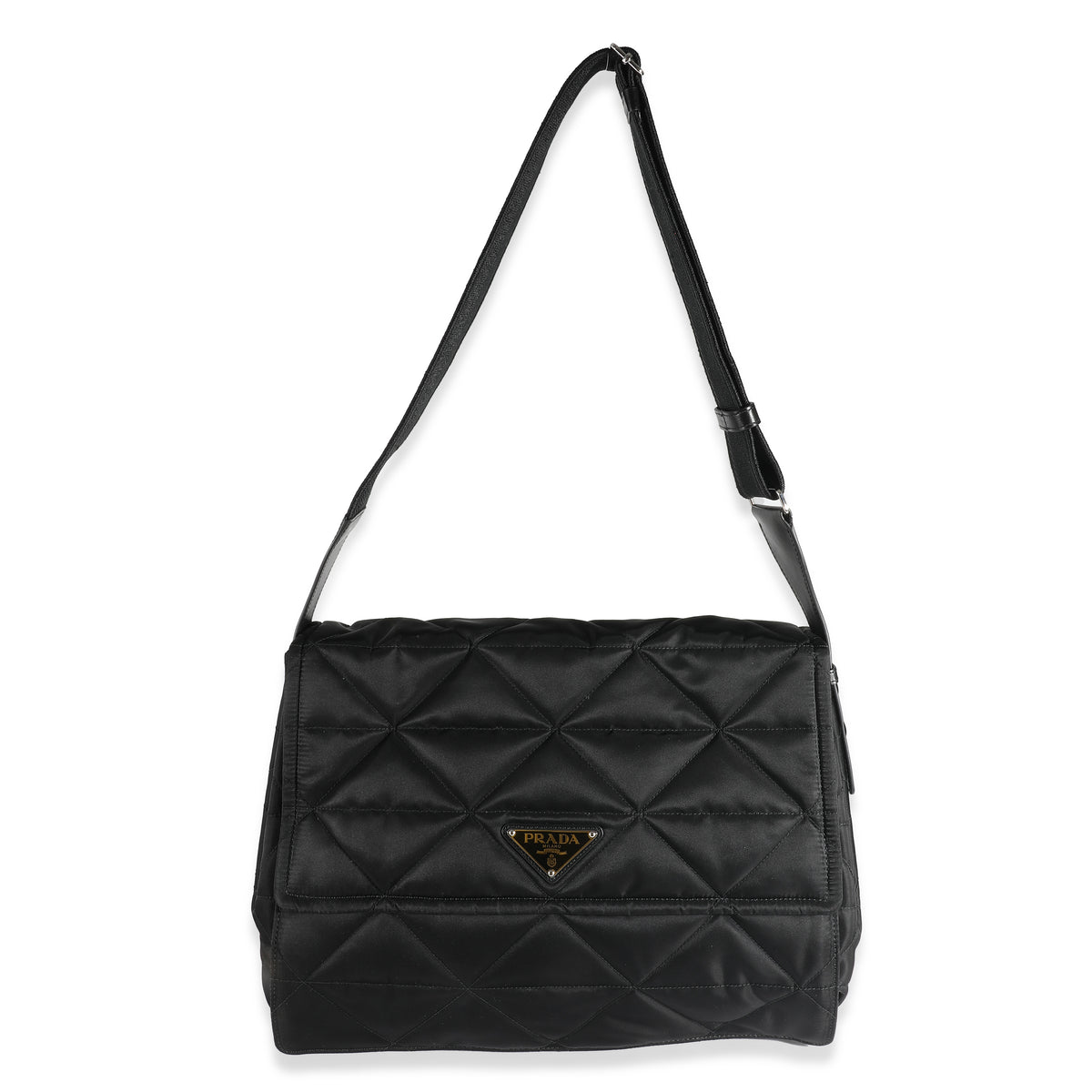 Prada Black Re-Nylon Logo Plaque Messenger