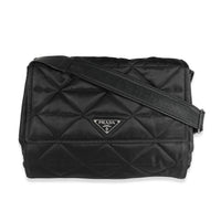 Prada Black Re-Nylon Logo Plaque Messenger