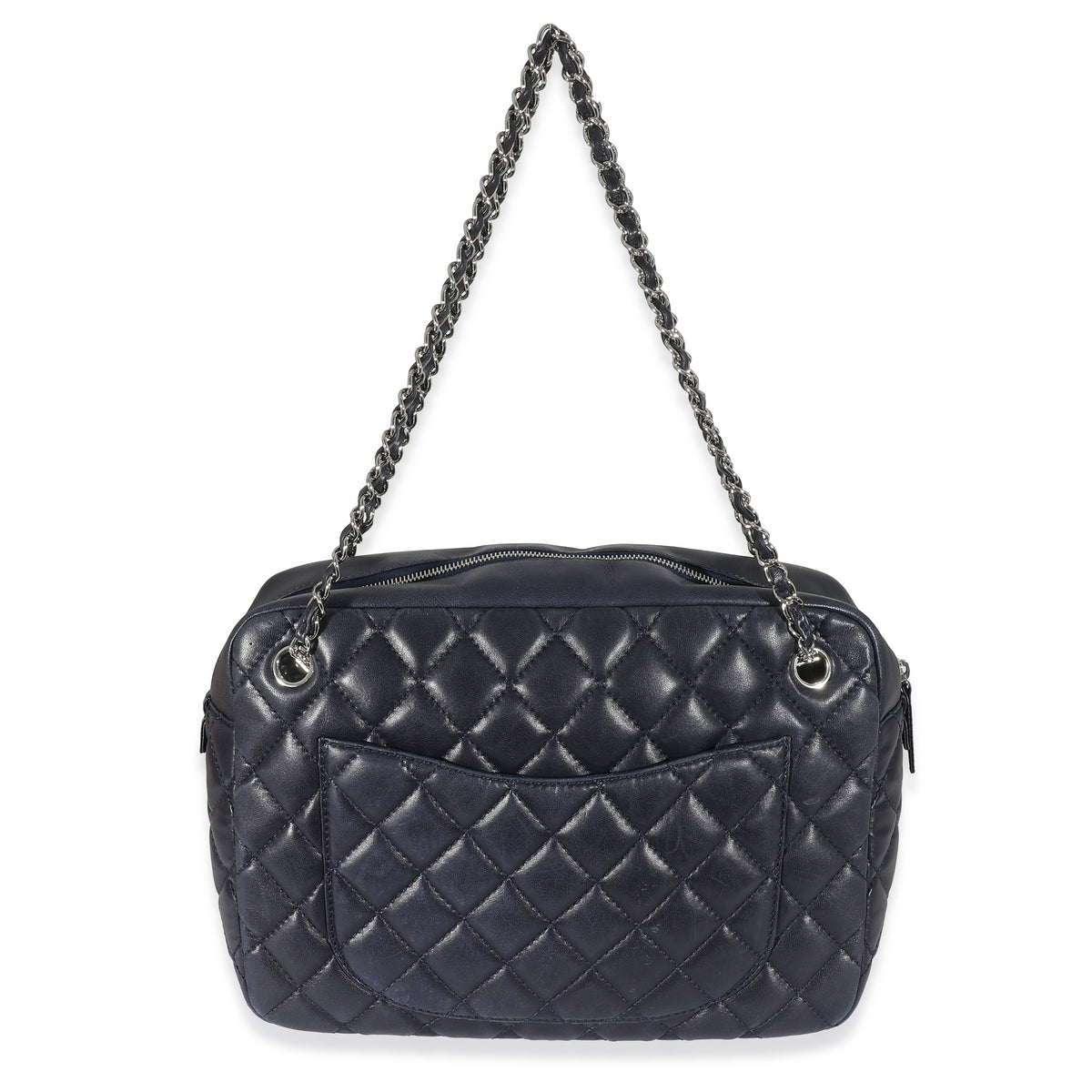 Chanel Navy Quilted Lambskin CC Tote