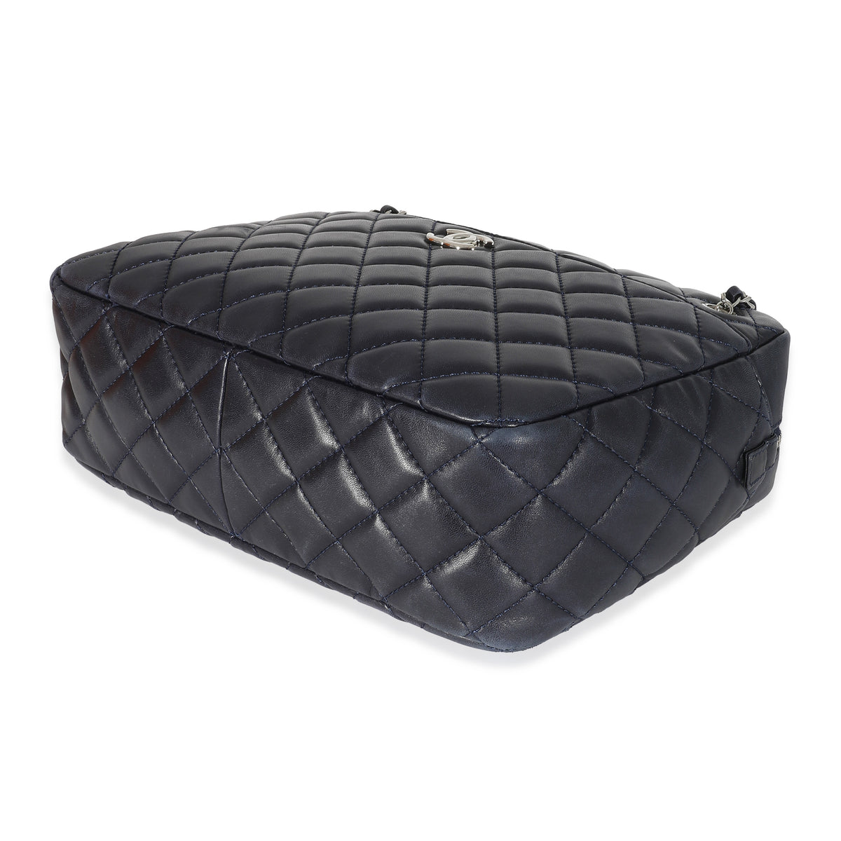 Chanel Navy Quilted Lambskin CC Tote