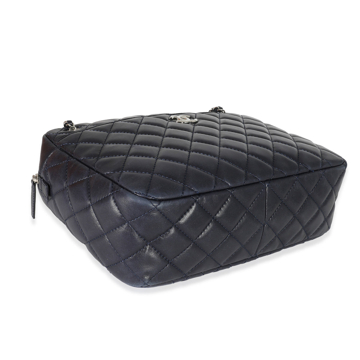 Chanel Navy Quilted Lambskin CC Tote