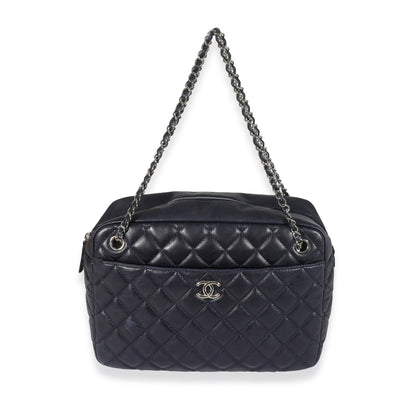 Chanel Navy Quilted Lambskin CC Tote