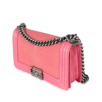 Chanel Pink Lambskin Galuchat Stingray Medium Boy Bag