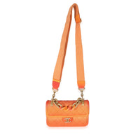 Chanel Orange Quilted Caviar Small Sunset On The Sea Flap Bag