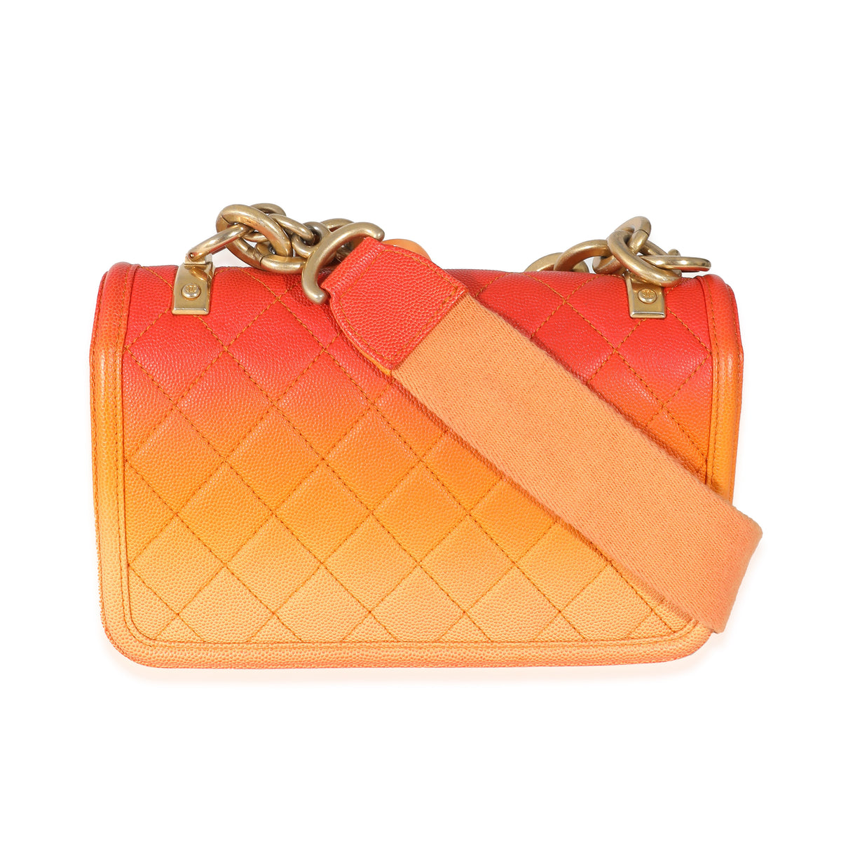 Chanel Orange Quilted Caviar Small Sunset On The Sea Flap Bag, myGemma
