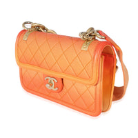 Chanel Orange Quilted Caviar Small Sunset On The Sea Flap Bag