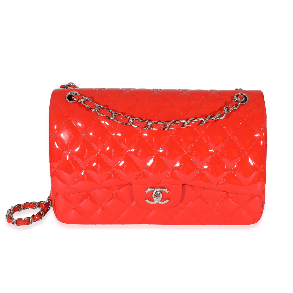 Chanel Red Patent Jumbo Classic Double Flap Bag