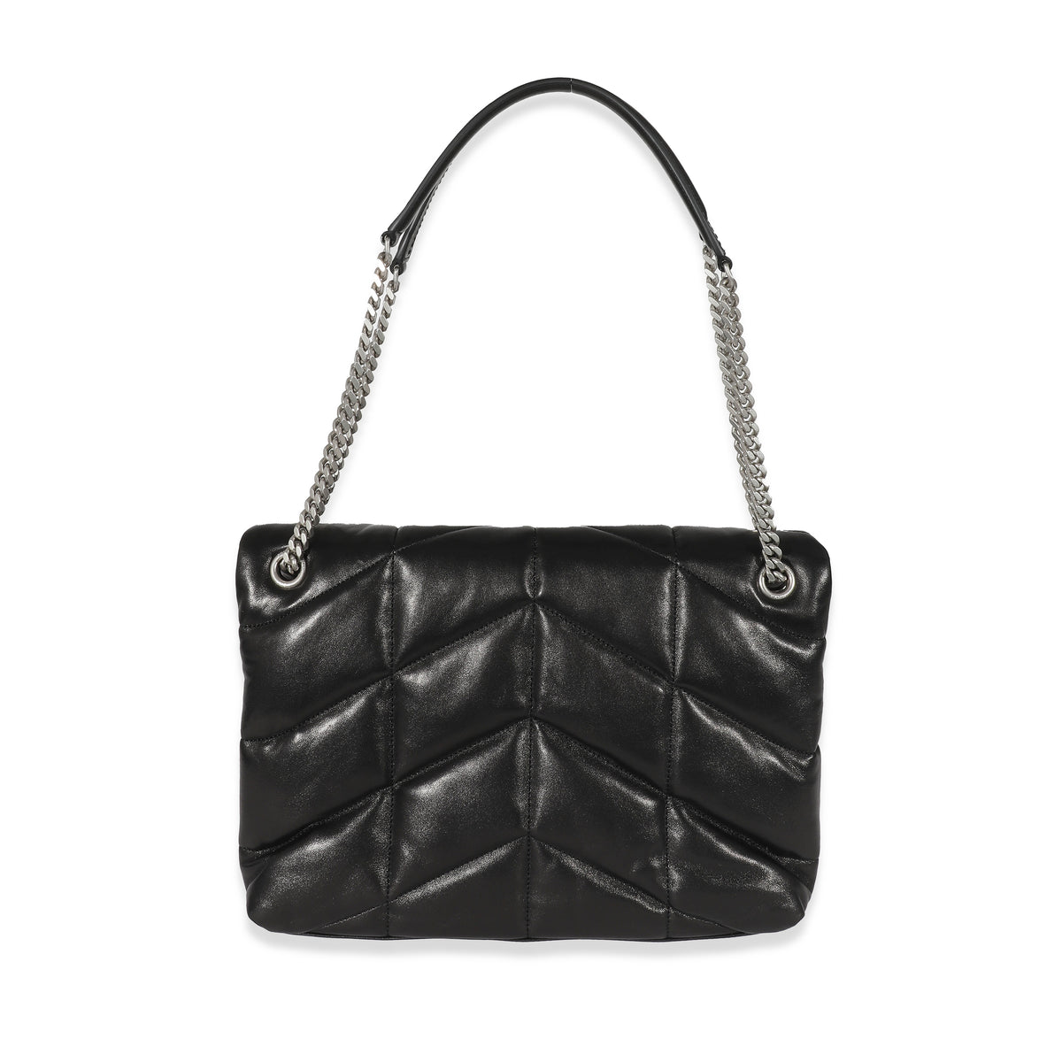 Saint Laurent Black Quilted Lambskin Medium Loulou Puffer Chain Bag