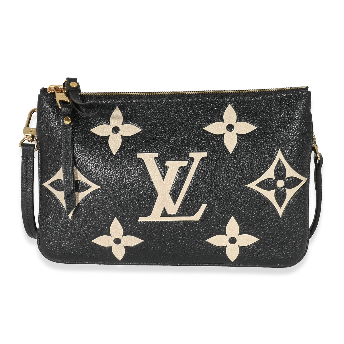 Louis Vuitton Black Beige Monogram Empreinte Double Zip Pochette