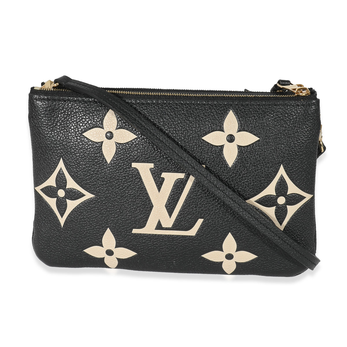 Louis Vuitton Black & Beige Monogram Empreinte Double Zip Pochette