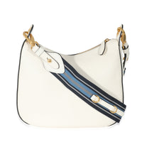 Prada White Vitello Daino Web Crossbody