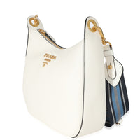 Prada White Vitello Daino Web Crossbody