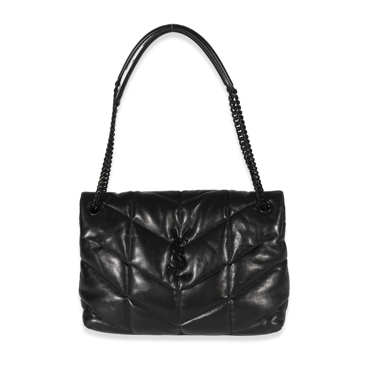 Saint Laurent Black Quilted Leather Medium Loulou Puffer Bag