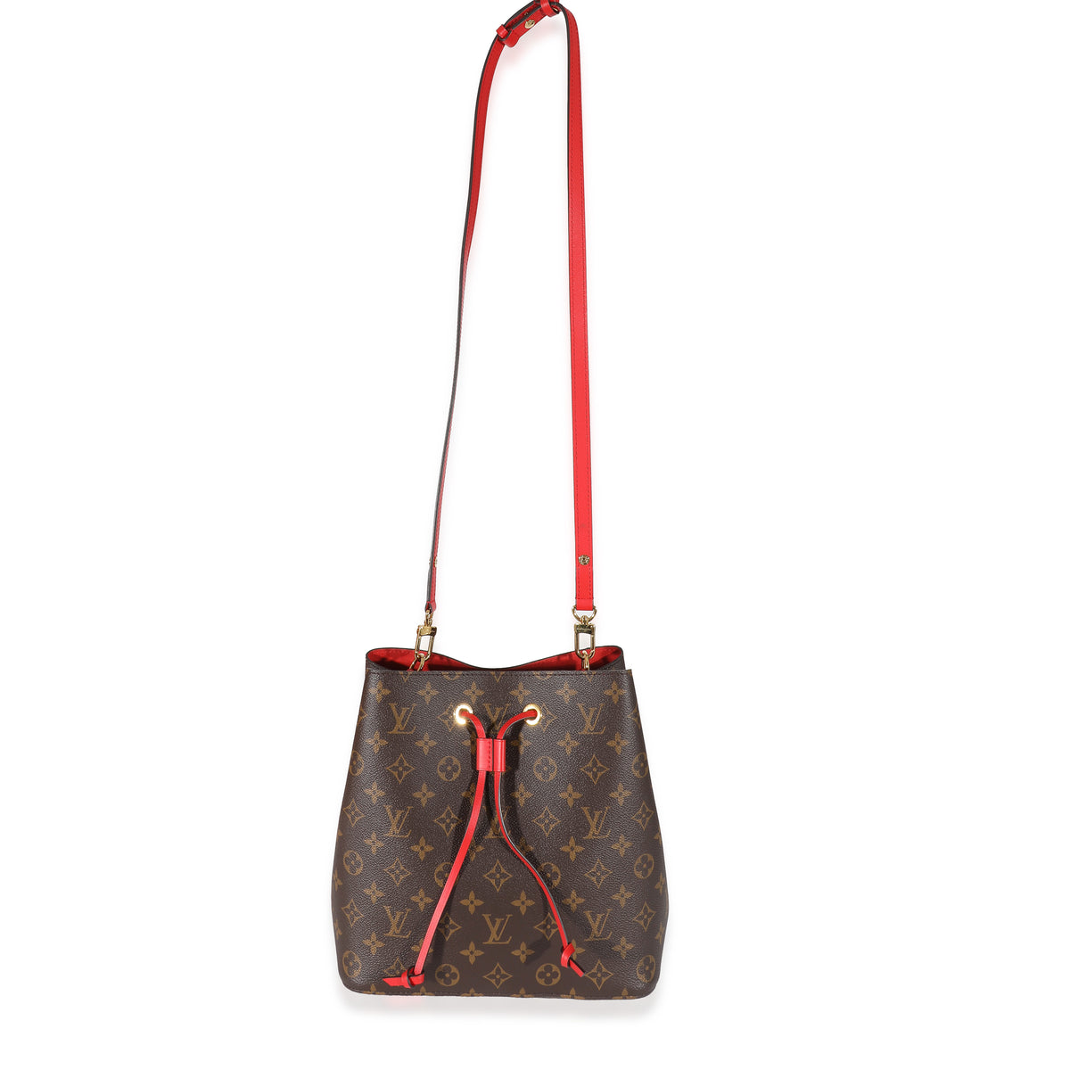 Louis Vuitton Shoulder Bag Neonoe Brown Red Coquelicot Monogram