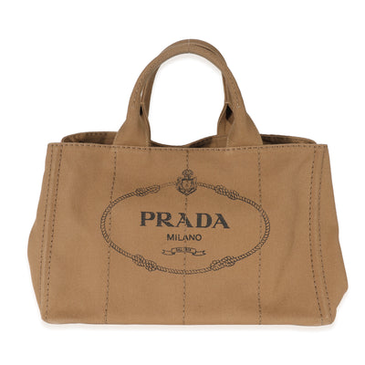 Prada Brown Canvas Medium Canapa Tote