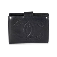 Chanel Vintage Navy Lambskin CC Bi-Fold Compact Wallet