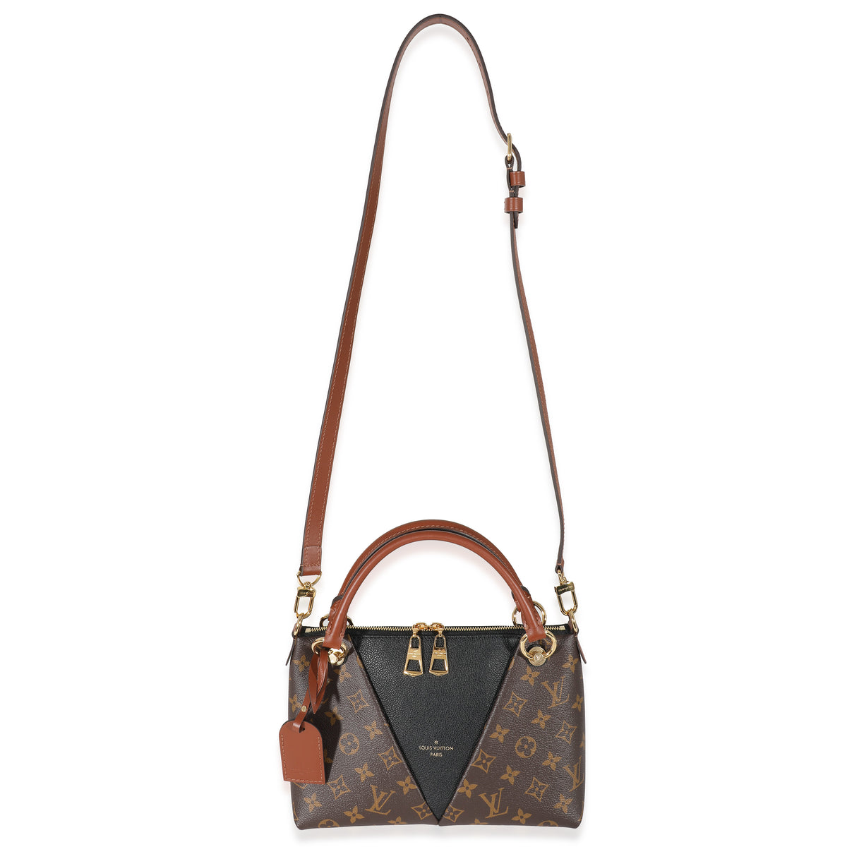 Louis Vuitton Black Leather Monogram Canvas V Tote BB