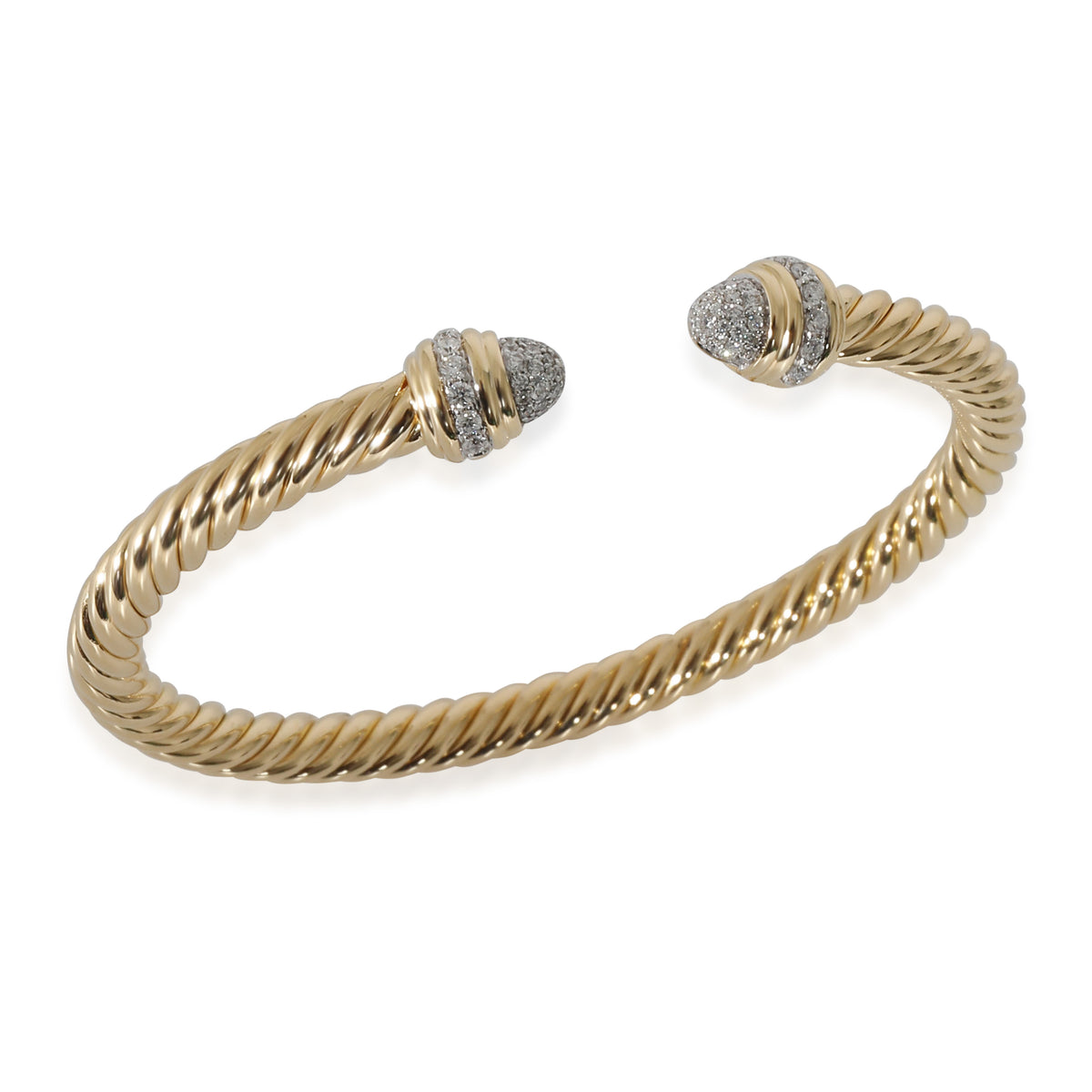 David Yurman Cable Bracelet With Pave Diamonds 0.46 CTW in 18k Yellow Gold