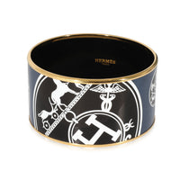 Hermès Confettis dEx Libris Gold Plated Extra Wide Enamel Bracelet (62MM)