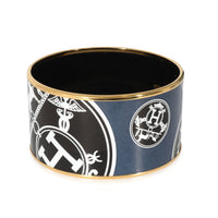 Hermès Confettis dEx Libris Gold Plated Extra Wide Enamel Bracelet (62MM)