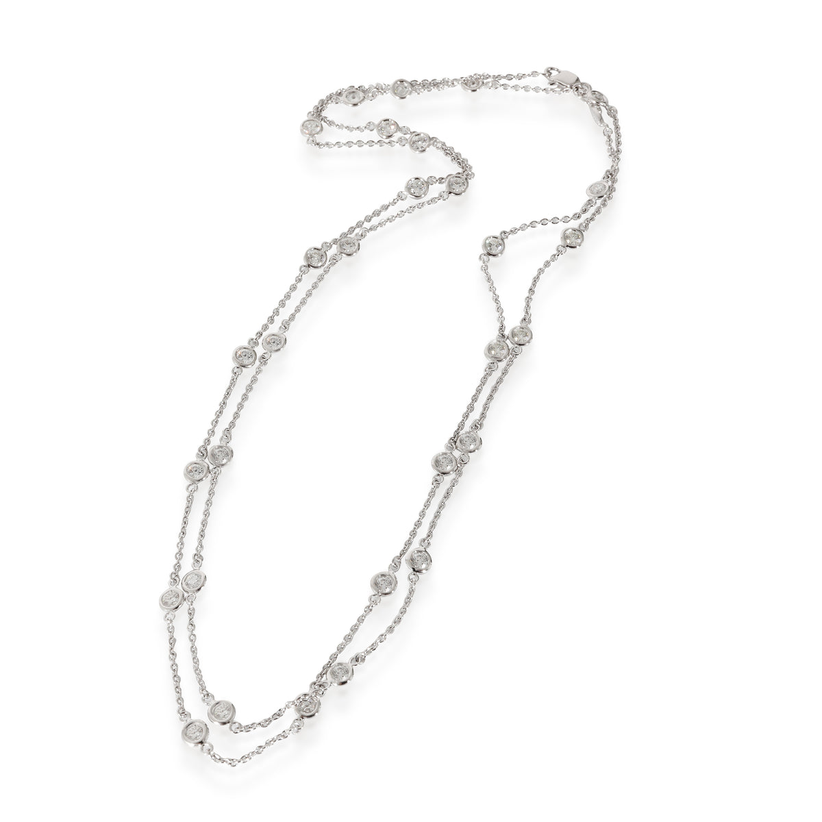 Roberto Coin Diamond By The Inch 30 Stations Necklace in 18k White Gold 3 CTW