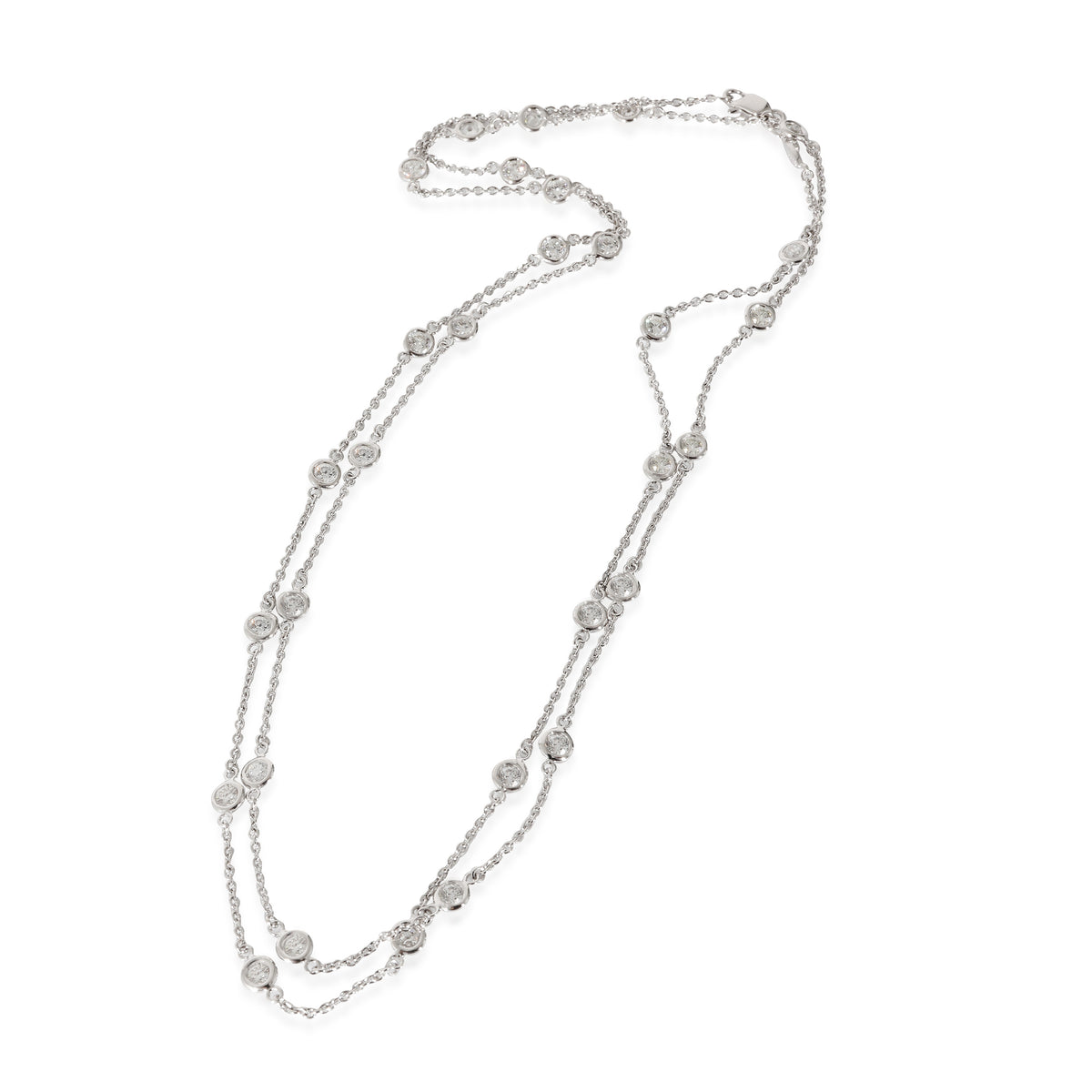 Roberto Coin Diamond By The Inch 30 Stations Necklace in 18k White Gold 3 CTW