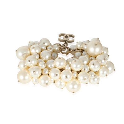 Chanel 2013 Gold Plated Large Faux Pearl Cluster Bracelet