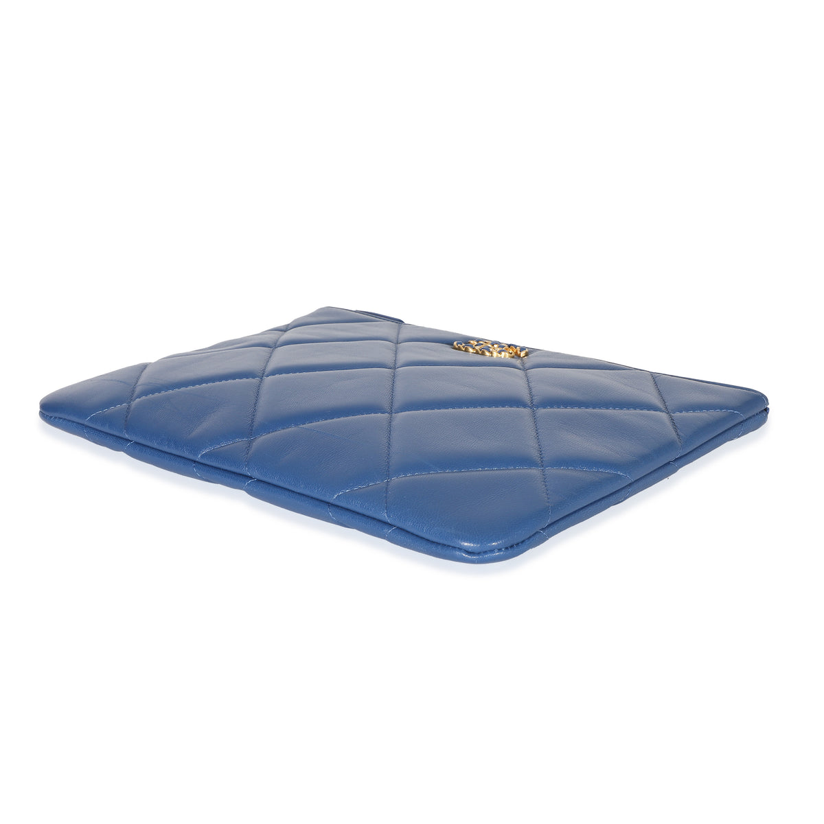 Chanel Blue Goatskin Quilted Chanel 19 Pouch