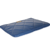 Chanel Blue Goatskin Quilted Chanel 19 Pouch