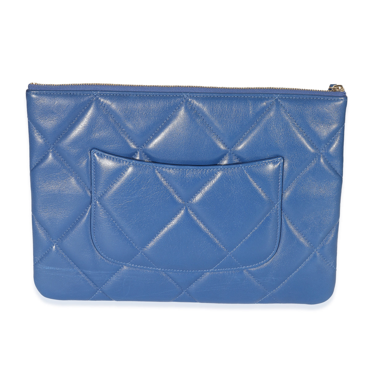 Chanel Blue Goatskin Quilted Chanel 19 Pouch